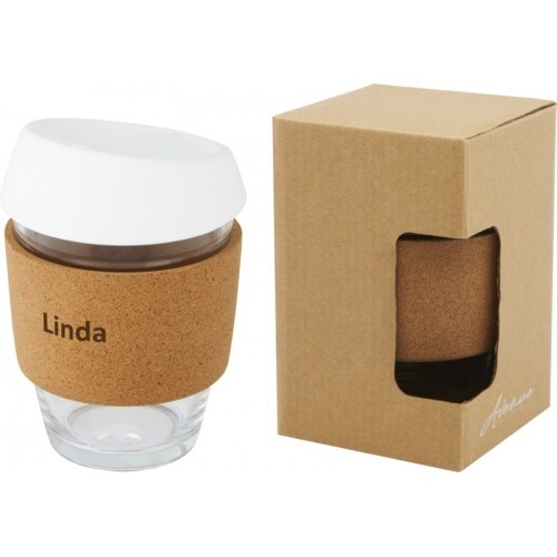 Lidan 360 ml borosilicate glass tumbler with cork grip and silicone lid , cork, mug, travel, eco, new, 