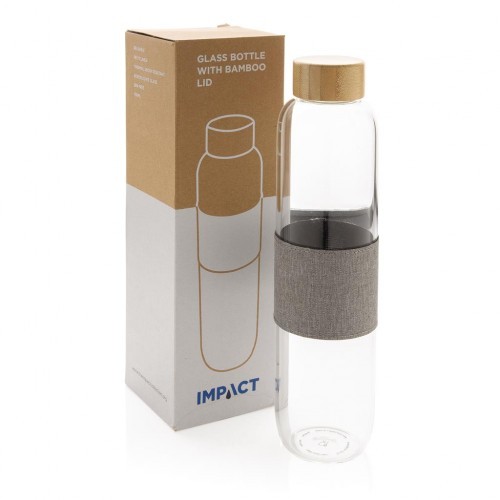 Impact borosilicate glass bottle with bamboo lid, bottle, bamboo, impact, eco, new